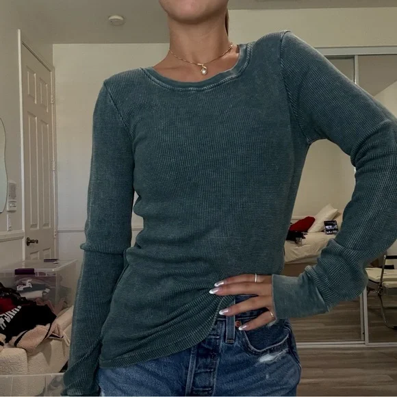 Michael Stars Teal Long Sleeve Top - Picture 5 of 5